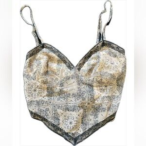 Paisley Lace-Trim Satin Cami Top